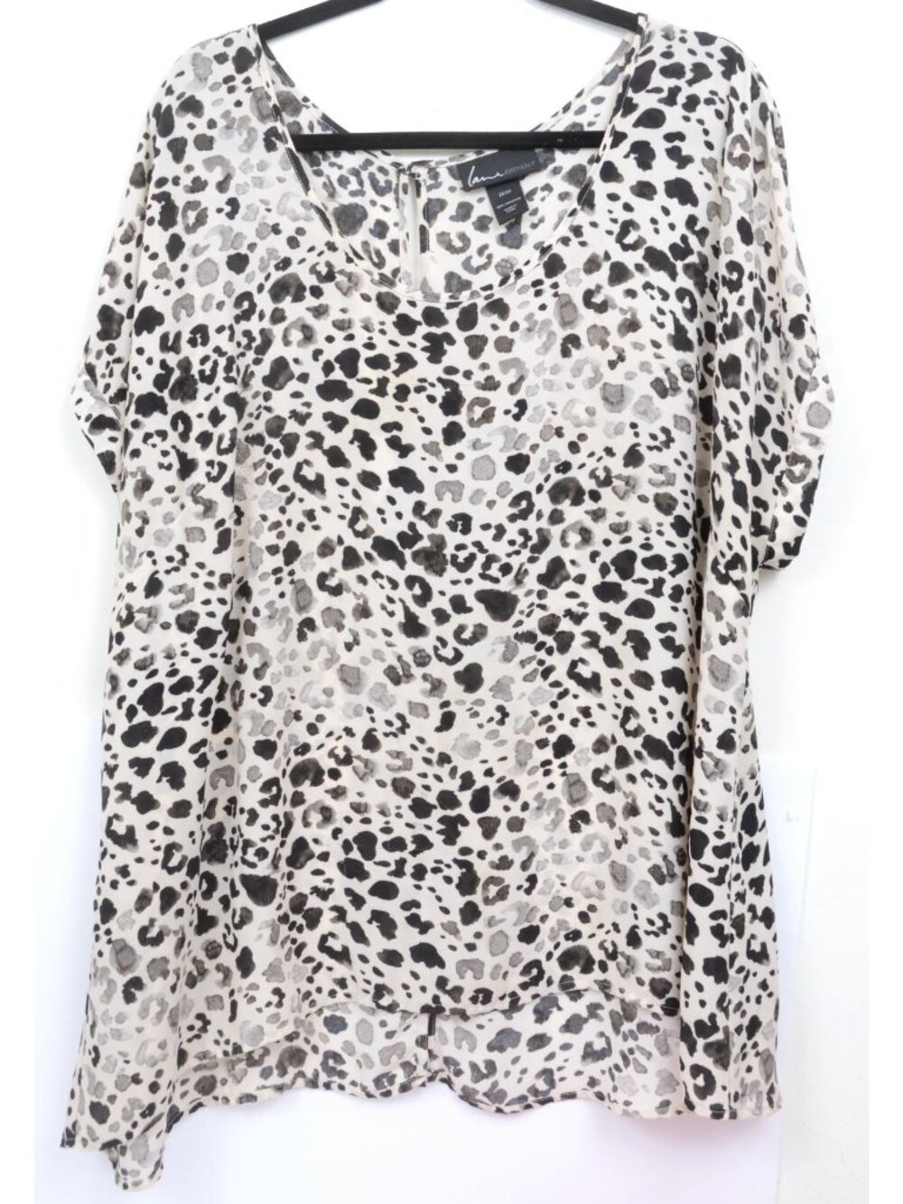 Lane Bryant PLUS Size 3X (22/24) Leopard Print Flowy Scoop Neck Blouse Tunic Top